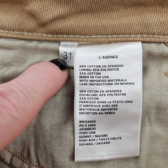 L'AGENCE High Line Skinny Distressed Sahara Jeans Women's High Rise - Picture 9 of 9